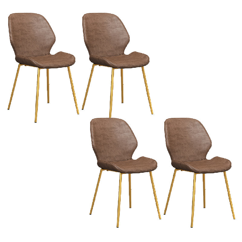 Glam Style Dining Chair PU Leather Dining Room Chair for Indoor Gold-Brown 4 Piece Set Clearhalo 'Dining Chairs' 'Dining Tables & Seating' 'dining_chair' 'furn' 'furn_dining_chair' 'Furniture' 'Kitchen & Dining Furniture' 6034387