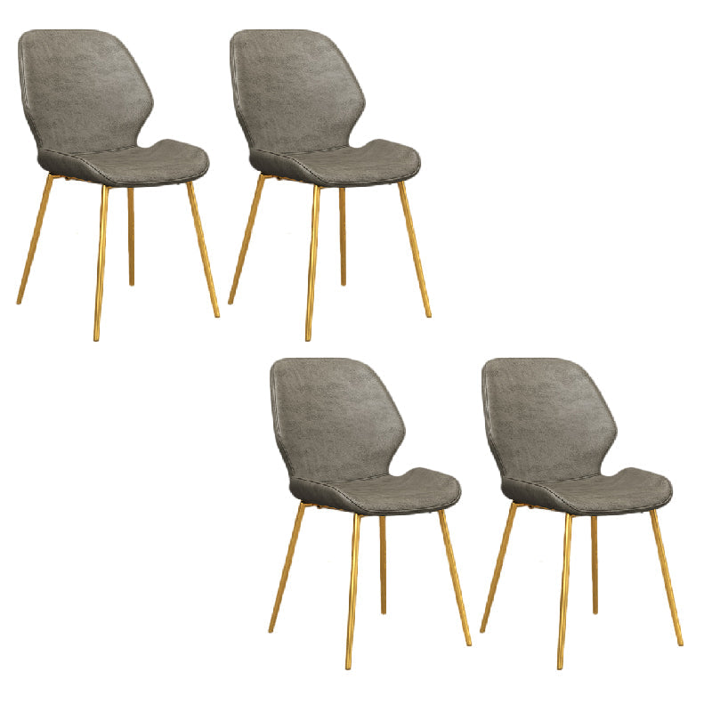 Glam Style Dining Chair PU Leather Dining Room Chair for Indoor Gray-Gold 4 Piece Set Clearhalo 'Dining Chairs' 'Dining Tables & Seating' 'dining_chair' 'furn' 'furn_dining_chair' 'Furniture' 'Kitchen & Dining Furniture' 6034388