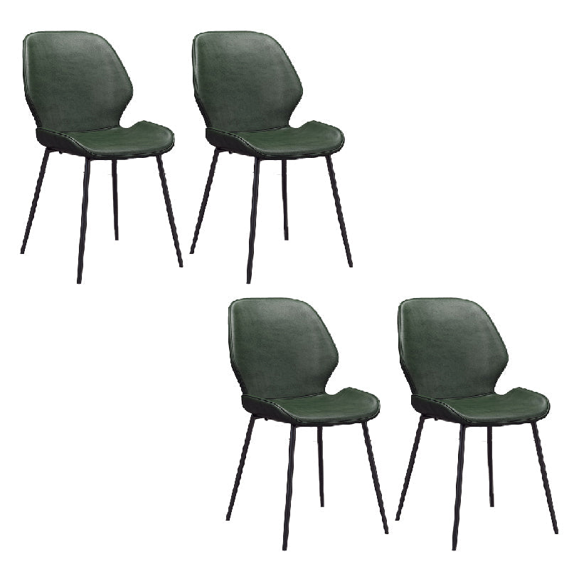 Glam Style Dining Chair PU Leather Dining Room Chair for Indoor Black Green 4 Piece Set Clearhalo 'Dining Chairs' 'Dining Tables & Seating' 'dining_chair' 'furn' 'furn_dining_chair' 'Furniture' 'Kitchen & Dining Furniture' 6034390