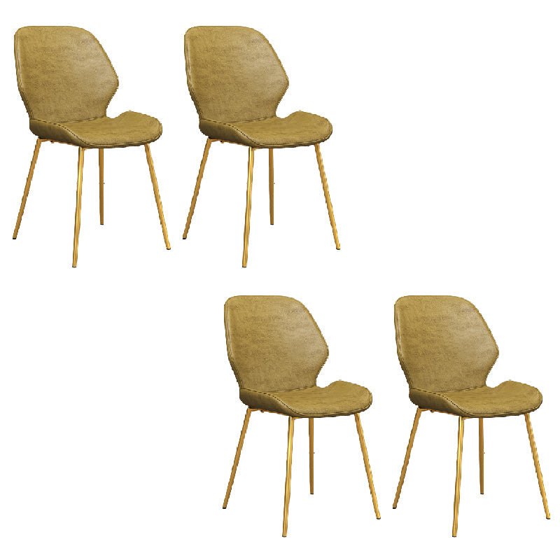 Glam Style Dining Chair PU Leather Dining Room Chair for Indoor Golden 4 Piece Set Clearhalo 'Dining Chairs' 'Dining Tables & Seating' 'dining_chair' 'furn' 'furn_dining_chair' 'Furniture' 'Kitchen & Dining Furniture' 6034393
