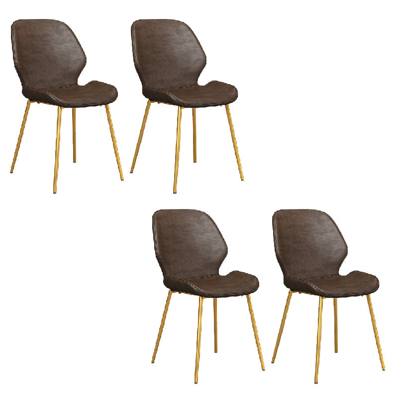 Glam Style Dining Chair PU Leather Dining Room Chair for Indoor Brown 4 Piece Set Clearhalo 'Dining Chairs' 'Dining Tables & Seating' 'dining_chair' 'furn' 'furn_dining_chair' 'Furniture' 'Kitchen & Dining Furniture' 6034395