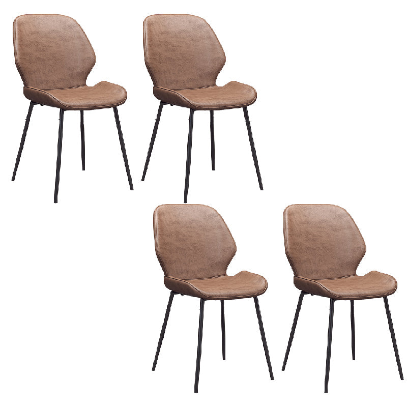 Glam Style Dining Chair PU Leather Dining Room Chair for Indoor Black-Brown 4 Piece Set Clearhalo 'Dining Chairs' 'Dining Tables & Seating' 'dining_chair' 'furn' 'furn_dining_chair' 'Furniture' 'Kitchen & Dining Furniture' 6034397