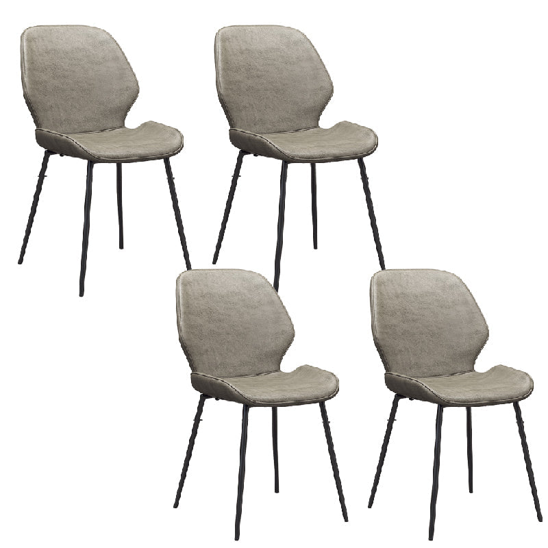 Glam Style Dining Chair PU Leather Dining Room Chair for Indoor Black-Gray 4 Piece Set Clearhalo 'Dining Chairs' 'Dining Tables & Seating' 'dining_chair' 'furn' 'furn_dining_chair' 'Furniture' 'Kitchen & Dining Furniture' 6034399