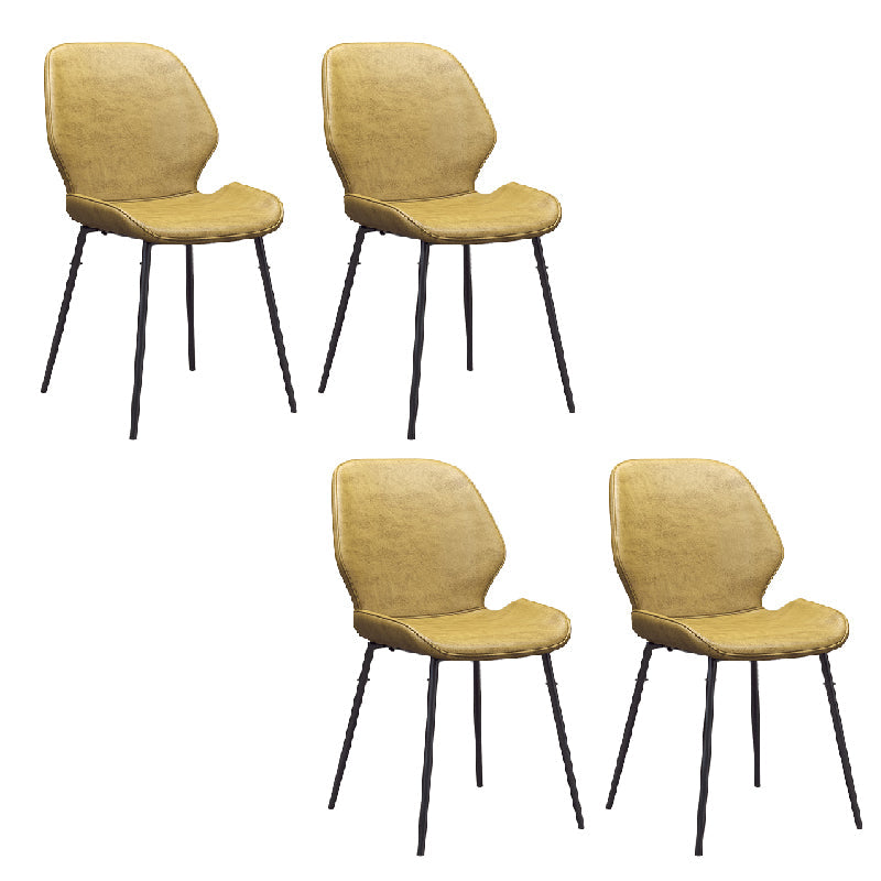 Glam Style Dining Chair PU Leather Dining Room Chair for Indoor Yellow Black 4 Piece Set Clearhalo 'Dining Chairs' 'Dining Tables & Seating' 'dining_chair' 'furn' 'furn_dining_chair' 'Furniture' 'Kitchen & Dining Furniture' 6034400