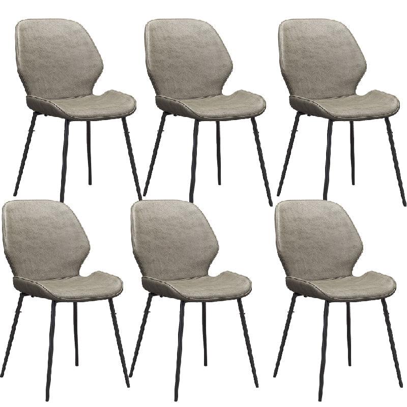 Glam Style Dining Chair PU Leather Dining Room Chair for Indoor Black-Gray 6 Piece Set Clearhalo 'Dining Chairs' 'Dining Tables & Seating' 'dining_chair' 'furn' 'furn_dining_chair' 'Furniture' 'Kitchen & Dining Furniture' 6034402