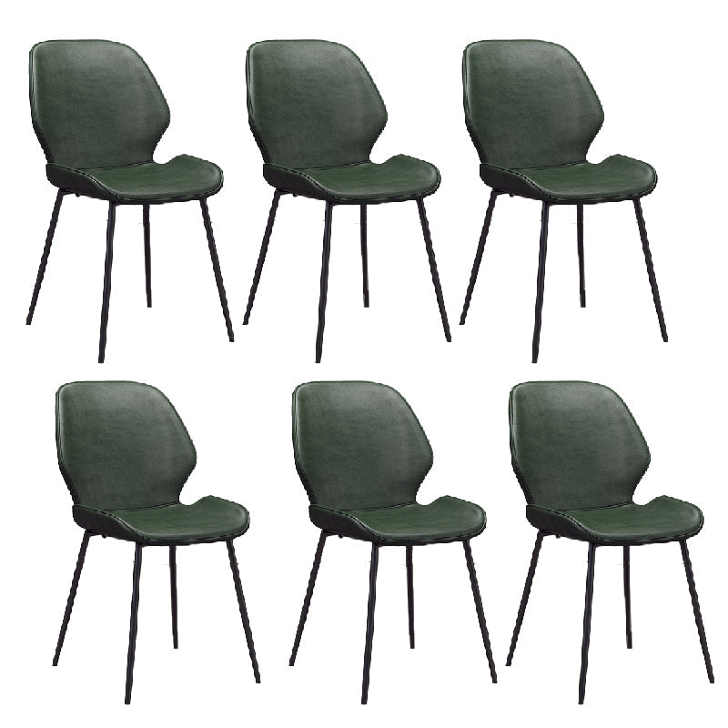 Glam Style Dining Chair PU Leather Dining Room Chair for Indoor Black Green 6 Piece Set Clearhalo 'Dining Chairs' 'Dining Tables & Seating' 'dining_chair' 'furn' 'furn_dining_chair' 'Furniture' 'Kitchen & Dining Furniture' 6034403