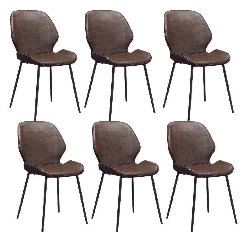 Glam Style Dining Chair PU Leather Dining Room Chair for Indoor Brown-Black 6 Piece Set Clearhalo 'Dining Chairs' 'Dining Tables & Seating' 'dining_chair' 'furn' 'furn_dining_chair' 'Furniture' 'Kitchen & Dining Furniture' 6034404