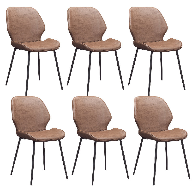 Glam Style Dining Chair PU Leather Dining Room Chair for Indoor Black-Brown 6 Piece Set Clearhalo 'Dining Chairs' 'Dining Tables & Seating' 'dining_chair' 'furn' 'furn_dining_chair' 'Furniture' 'Kitchen & Dining Furniture' 6034406