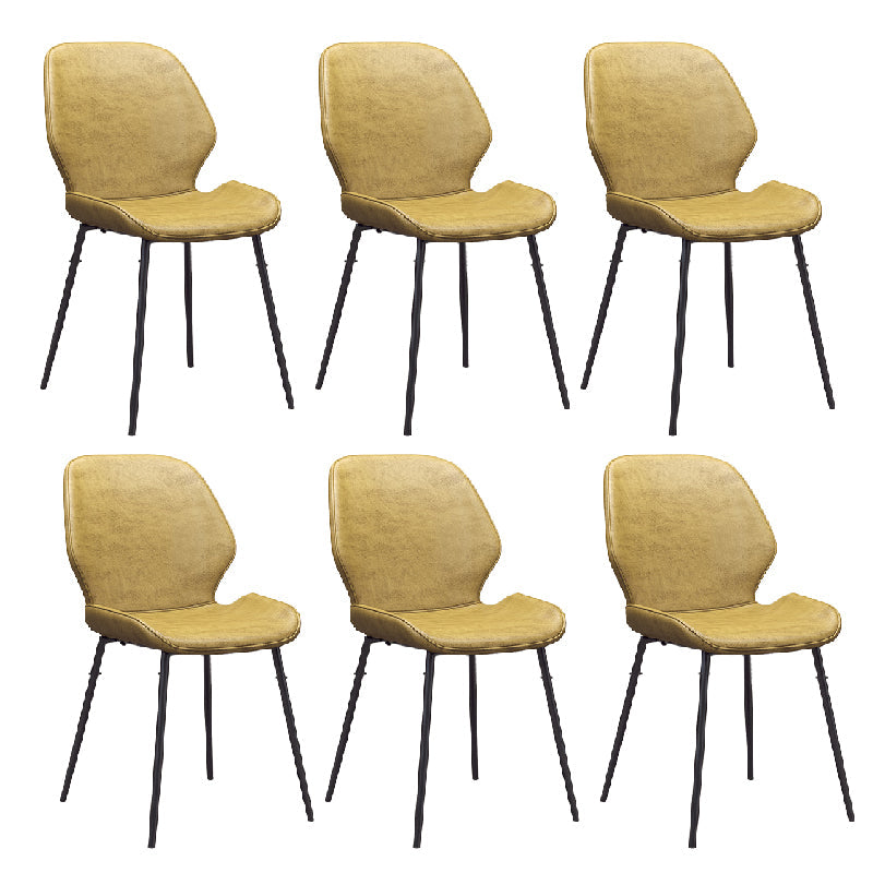 Glam Style Dining Chair PU Leather Dining Room Chair for Indoor Yellow Black 6 Piece Set Clearhalo 'Dining Chairs' 'Dining Tables & Seating' 'dining_chair' 'furn' 'furn_dining_chair' 'Furniture' 'Kitchen & Dining Furniture' 6034407