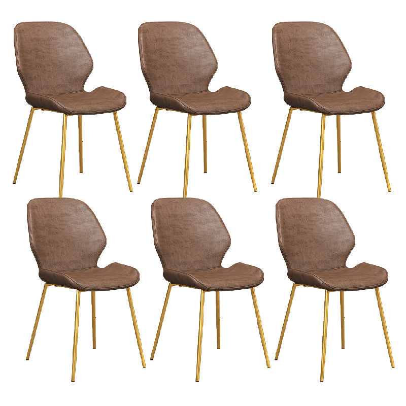 Glam Style Dining Chair PU Leather Dining Room Chair for Indoor Gold-Brown 6 Piece Set Clearhalo 'Dining Chairs' 'Dining Tables & Seating' 'dining_chair' 'furn' 'furn_dining_chair' 'Furniture' 'Kitchen & Dining Furniture' 6034410