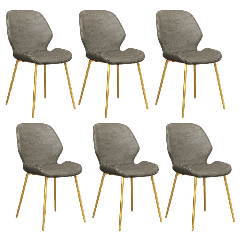 Glam Style Dining Chair PU Leather Dining Room Chair for Indoor Gray-Gold 6 Piece Set Clearhalo 'Dining Chairs' 'Dining Tables & Seating' 'dining_chair' 'furn' 'furn_dining_chair' 'Furniture' 'Kitchen & Dining Furniture' 6034411