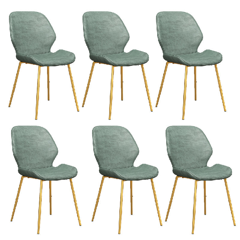 Glam Style Dining Chair PU Leather Dining Room Chair for Indoor Green Gold 6 Piece Set Clearhalo 'Dining Chairs' 'Dining Tables & Seating' 'dining_chair' 'furn' 'furn_dining_chair' 'Furniture' 'Kitchen & Dining Furniture' 6034412