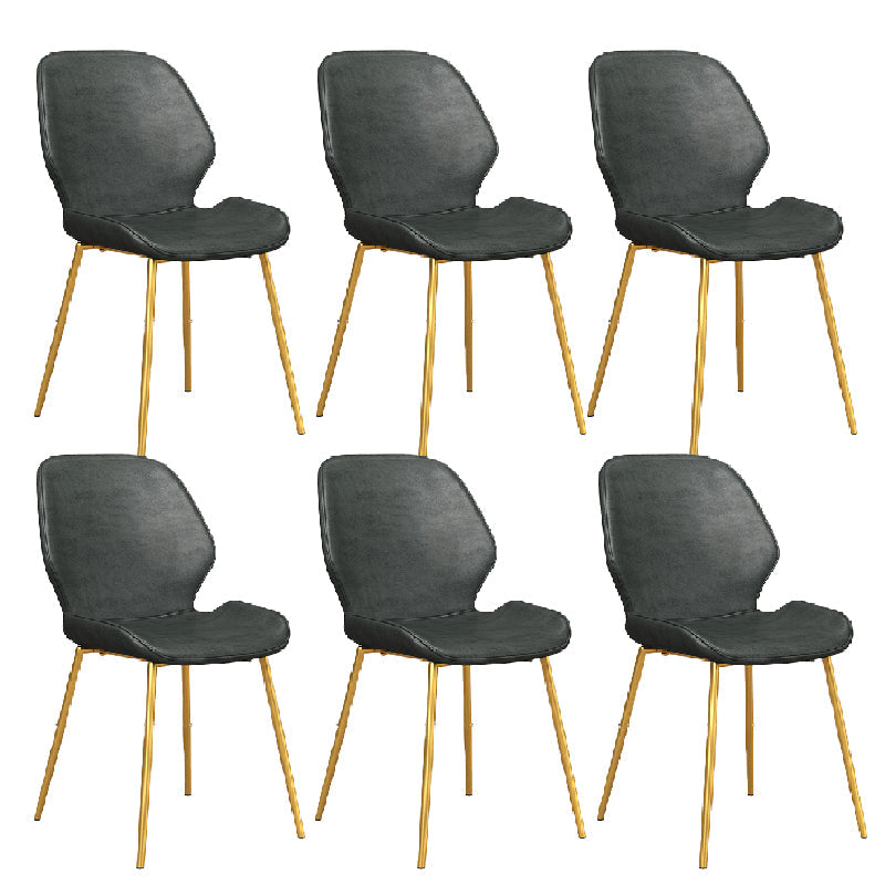Glam Style Dining Chair PU Leather Dining Room Chair for Indoor Black-Gold 6 Piece Set Clearhalo 'Dining Chairs' 'Dining Tables & Seating' 'dining_chair' 'furn' 'furn_dining_chair' 'Furniture' 'Kitchen & Dining Furniture' 6034413