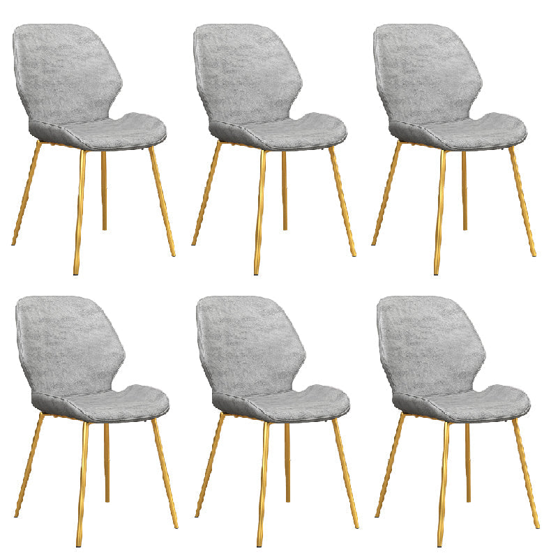 Glam Style Dining Chair PU Leather Dining Room Chair for Indoor White-Gold 6 Piece Set Clearhalo 'Dining Chairs' 'Dining Tables & Seating' 'dining_chair' 'furn' 'furn_dining_chair' 'Furniture' 'Kitchen & Dining Furniture' 6034414