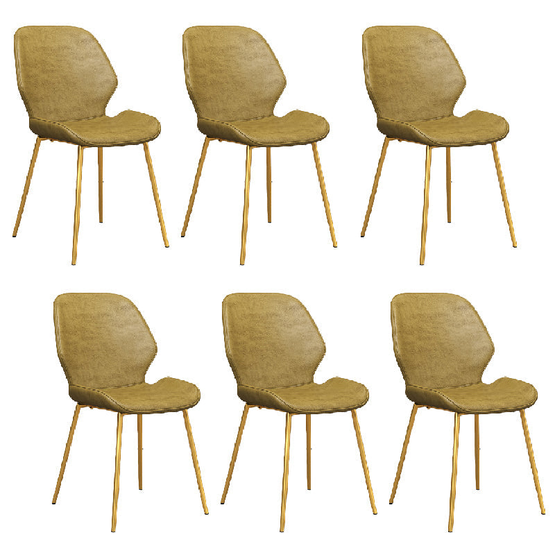 Glam Style Dining Chair PU Leather Dining Room Chair for Indoor Golden 6 Piece Set Clearhalo 'Dining Chairs' 'Dining Tables & Seating' 'dining_chair' 'furn' 'furn_dining_chair' 'Furniture' 'Kitchen & Dining Furniture' 6034415