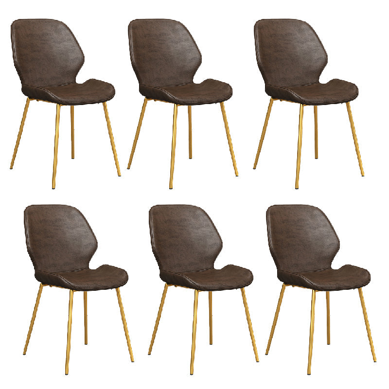 Glam Style Dining Chair PU Leather Dining Room Chair for Indoor Brown 6 Piece Set Clearhalo 'Dining Chairs' 'Dining Tables & Seating' 'dining_chair' 'furn' 'furn_dining_chair' 'Furniture' 'Kitchen & Dining Furniture' 6034417