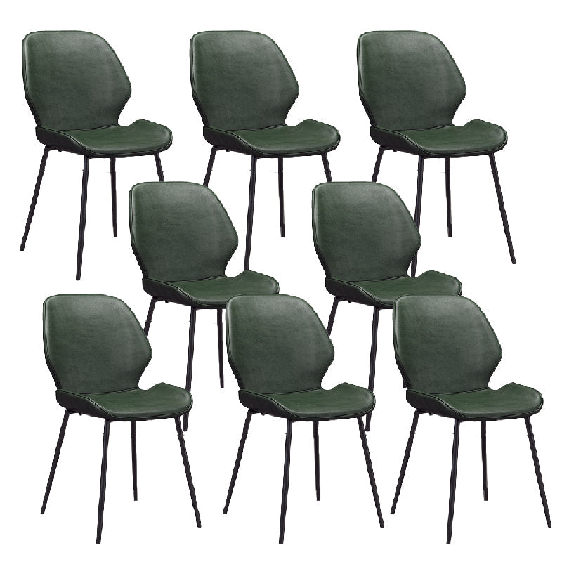 Glam Style Dining Chair PU Leather Dining Room Chair for Indoor Black Green 8 Piece Set Clearhalo 'Dining Chairs' 'Dining Tables & Seating' 'dining_chair' 'furn' 'furn_dining_chair' 'Furniture' 'Kitchen & Dining Furniture' 6034419