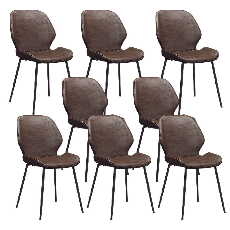 Glam Style Dining Chair PU Leather Dining Room Chair for Indoor Brown-Black 8 Piece Set Clearhalo 'Dining Chairs' 'Dining Tables & Seating' 'dining_chair' 'furn' 'furn_dining_chair' 'Furniture' 'Kitchen & Dining Furniture' 6034420