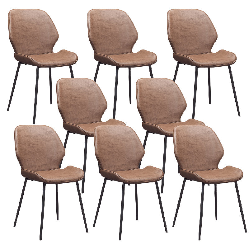 Glam Style Dining Chair PU Leather Dining Room Chair for Indoor Black-Brown 8 Piece Set Clearhalo 'Dining Chairs' 'Dining Tables & Seating' 'dining_chair' 'furn' 'furn_dining_chair' 'Furniture' 'Kitchen & Dining Furniture' 6034422