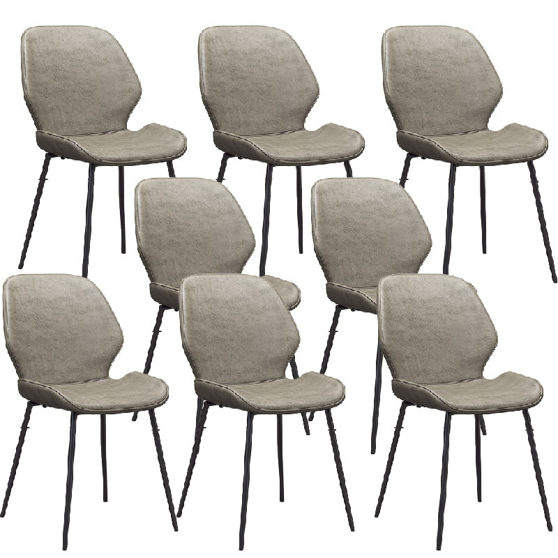Glam Style Dining Chair PU Leather Dining Room Chair for Indoor Black-Gray 8 Piece Set Clearhalo 'Dining Chairs' 'Dining Tables & Seating' 'dining_chair' 'furn' 'furn_dining_chair' 'Furniture' 'Kitchen & Dining Furniture' 6034424
