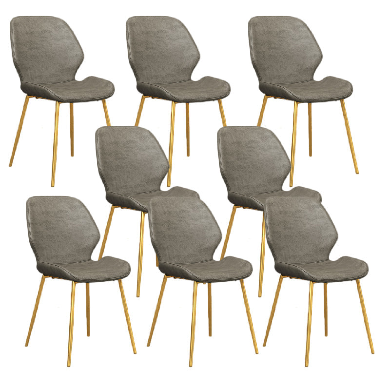 Glam Style Dining Chair PU Leather Dining Room Chair for Indoor Gray-Gold 8 Piece Set Clearhalo 'Dining Chairs' 'Dining Tables & Seating' 'dining_chair' 'furn' 'furn_dining_chair' 'Furniture' 'Kitchen & Dining Furniture' 6034427
