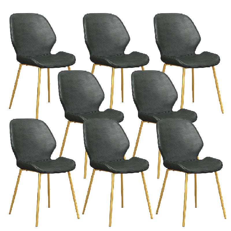 Glam Style Dining Chair PU Leather Dining Room Chair for Indoor Black-Gold 8 Piece Set Clearhalo 'Dining Chairs' 'Dining Tables & Seating' 'dining_chair' 'furn' 'furn_dining_chair' 'Furniture' 'Kitchen & Dining Furniture' 6034429