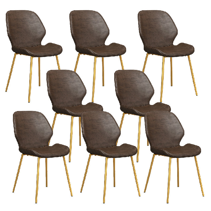 Glam Style Dining Chair PU Leather Dining Room Chair for Indoor Gold-Brown 8 Piece Set Clearhalo 'Dining Chairs' 'Dining Tables & Seating' 'dining_chair' 'furn' 'furn_dining_chair' 'Furniture' 'Kitchen & Dining Furniture' 6034433