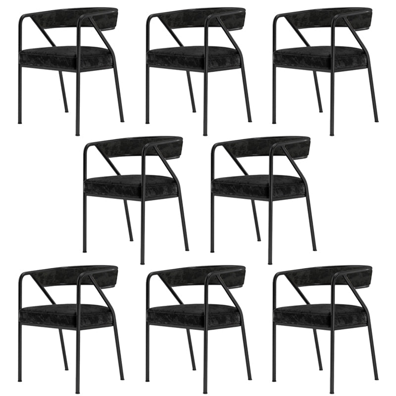Glam Style Dining Chair Metal Open Back Dining Armchair for Indoor Black 8 Piece Set Clearhalo 'Dining Chairs' 'Dining Tables & Seating' 'dining_chair' 'furn' 'furn_dining_chair' 'Furniture' 'Kitchen & Dining Furniture' 6034444