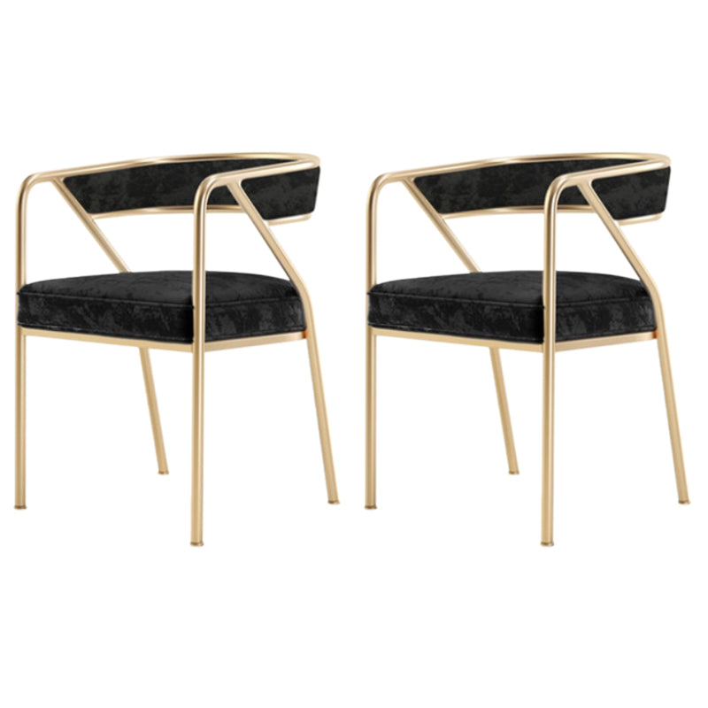 Glam Style Dining Chair Metal Open Back Dining Armchair for Indoor Black-Gold 2 Piece Set Clearhalo 'Dining Chairs' 'Dining Tables & Seating' 'dining_chair' 'furn' 'furn_dining_chair' 'Furniture' 'Kitchen & Dining Furniture' 6034455