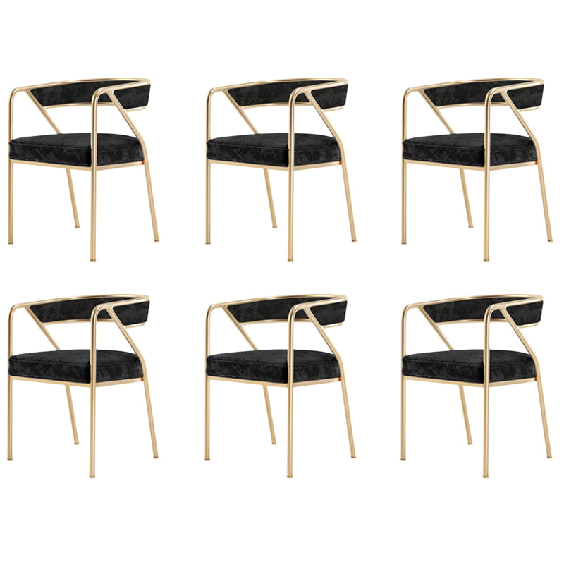 Glam Style Dining Chair Metal Open Back Dining Armchair for Indoor Black-Gold 6 Piece Set Clearhalo 'Dining Chairs' 'Dining Tables & Seating' 'dining_chair' 'furn' 'furn_dining_chair' 'Furniture' 'Kitchen & Dining Furniture' 6034457