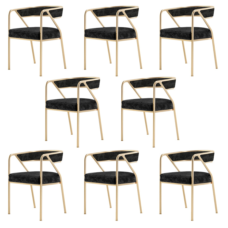 Glam Style Dining Chair Metal Open Back Dining Armchair for Indoor Black-Gold 8 Piece Set Clearhalo 'Dining Chairs' 'Dining Tables & Seating' 'dining_chair' 'furn' 'furn_dining_chair' 'Furniture' 'Kitchen & Dining Furniture' 6034458