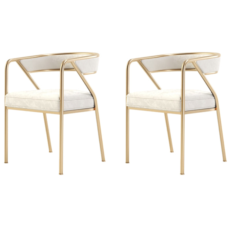 Glam Style Dining Chair Metal Open Back Dining Armchair for Indoor White-Gold 2 Piece Set Clearhalo 'Dining Chairs' 'Dining Tables & Seating' 'dining_chair' 'furn' 'furn_dining_chair' 'Furniture' 'Kitchen & Dining Furniture' 6034460