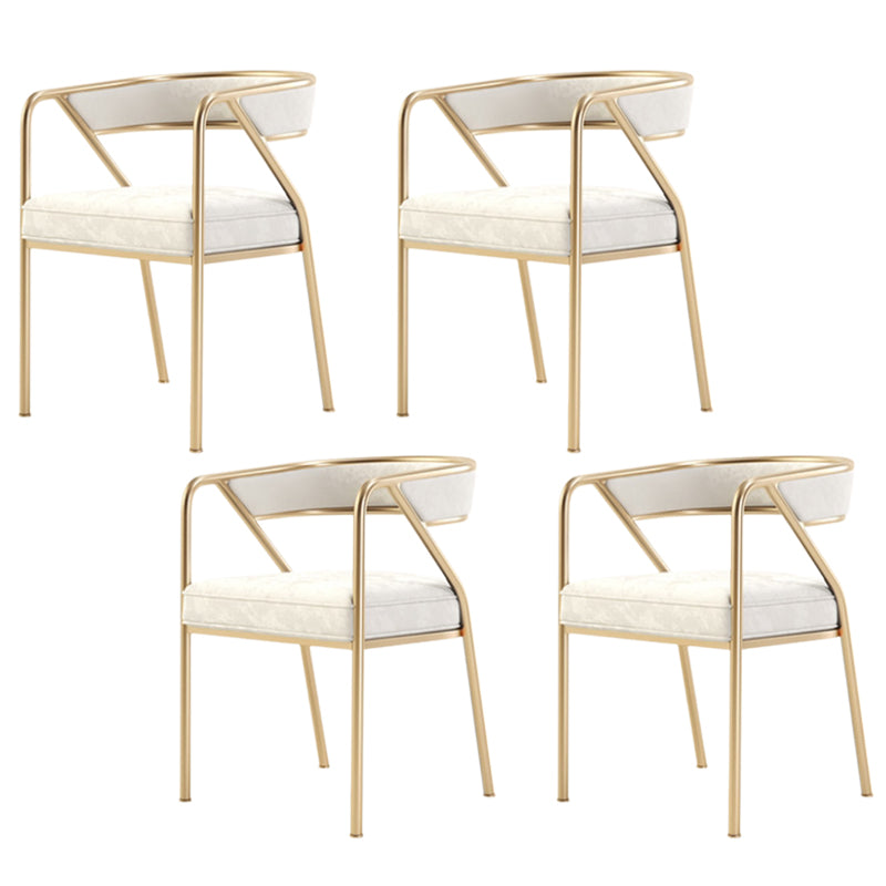 Glam Style Dining Chair Metal Open Back Dining Armchair for Indoor White-Gold 4 Piece Set Clearhalo 'Dining Chairs' 'Dining Tables & Seating' 'dining_chair' 'furn' 'furn_dining_chair' 'Furniture' 'Kitchen & Dining Furniture' 6034461