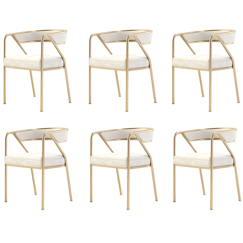 Glam Style Dining Chair Metal Open Back Dining Armchair for Indoor White-Gold 6 Piece Set Clearhalo 'Dining Chairs' 'Dining Tables & Seating' 'dining_chair' 'furn' 'furn_dining_chair' 'Furniture' 'Kitchen & Dining Furniture' 6034462