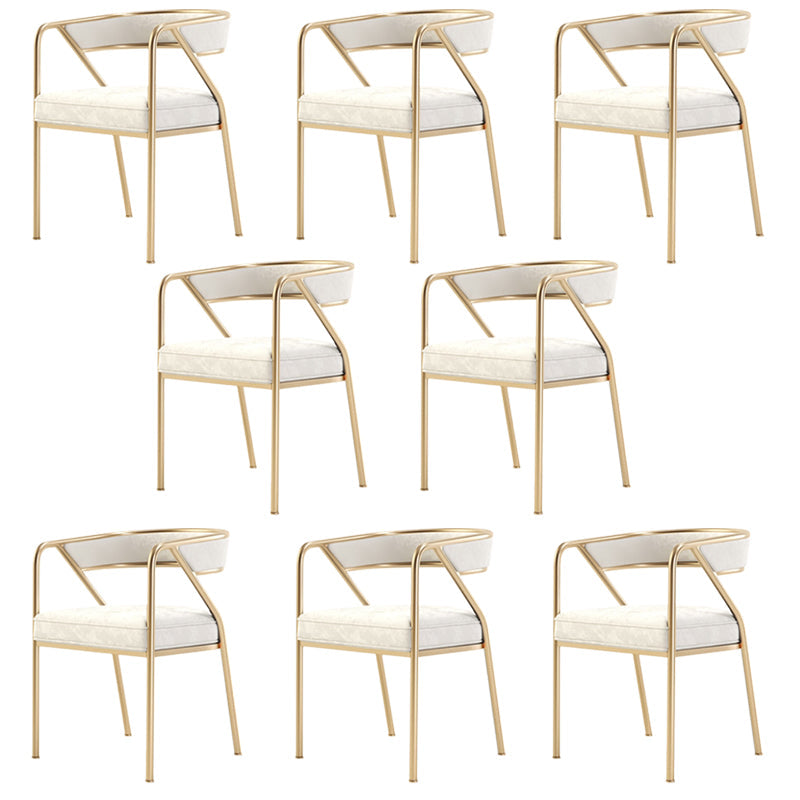 Glam Style Dining Chair Metal Open Back Dining Armchair for Indoor White-Gold 8 Piece Set Clearhalo 'Dining Chairs' 'Dining Tables & Seating' 'dining_chair' 'furn' 'furn_dining_chair' 'Furniture' 'Kitchen & Dining Furniture' 6034463