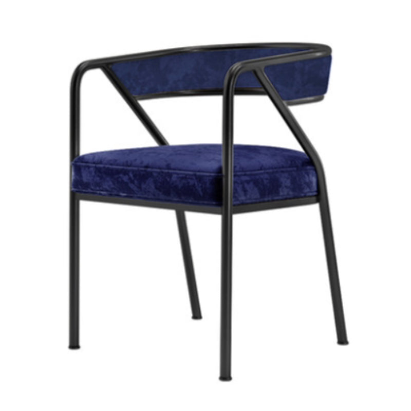 Glam Style Dining Chair Metal Open Back Dining Armchair for Indoor Blue-Black 1 Piece Clearhalo 'Dining Chairs' 'Dining Tables & Seating' 'dining_chair' 'furn' 'furn_dining_chair' 'Furniture' 'Kitchen & Dining Furniture' 6034464