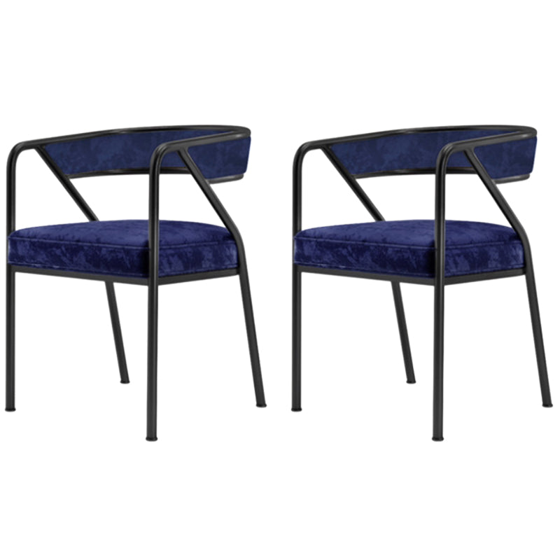 Glam Style Dining Chair Metal Open Back Dining Armchair for Indoor Blue-Black 2 Piece Set Clearhalo 'Dining Chairs' 'Dining Tables & Seating' 'dining_chair' 'furn' 'furn_dining_chair' 'Furniture' 'Kitchen & Dining Furniture' 6034465