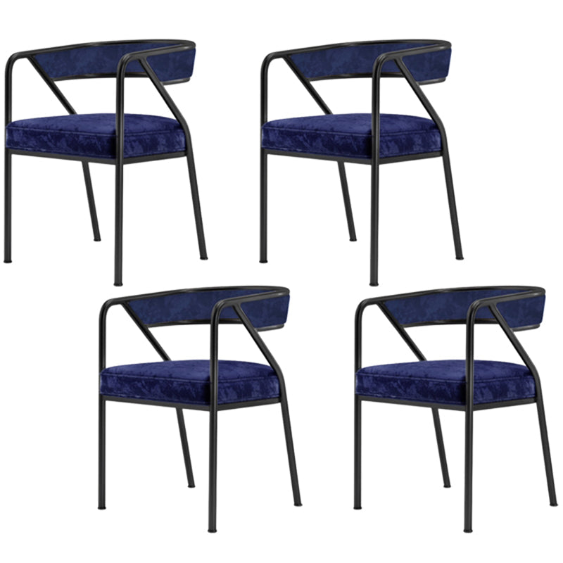 Glam Style Dining Chair Metal Open Back Dining Armchair for Indoor Blue-Black 4 Piece Set Clearhalo 'Dining Chairs' 'Dining Tables & Seating' 'dining_chair' 'furn' 'furn_dining_chair' 'Furniture' 'Kitchen & Dining Furniture' 6034466