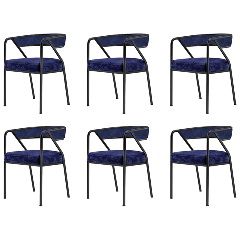 Glam Style Dining Chair Metal Open Back Dining Armchair for Indoor Blue-Black 6 Piece Set Clearhalo 'Dining Chairs' 'Dining Tables & Seating' 'dining_chair' 'furn' 'furn_dining_chair' 'Furniture' 'Kitchen & Dining Furniture' 6034467