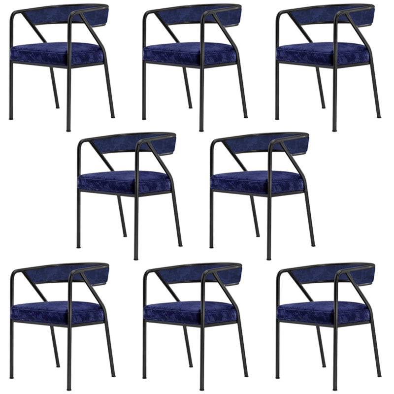 Glam Style Dining Chair Metal Open Back Dining Armchair for Indoor Blue-Black 8 Piece Set Clearhalo 'Dining Chairs' 'Dining Tables & Seating' 'dining_chair' 'furn' 'furn_dining_chair' 'Furniture' 'Kitchen & Dining Furniture' 6034468