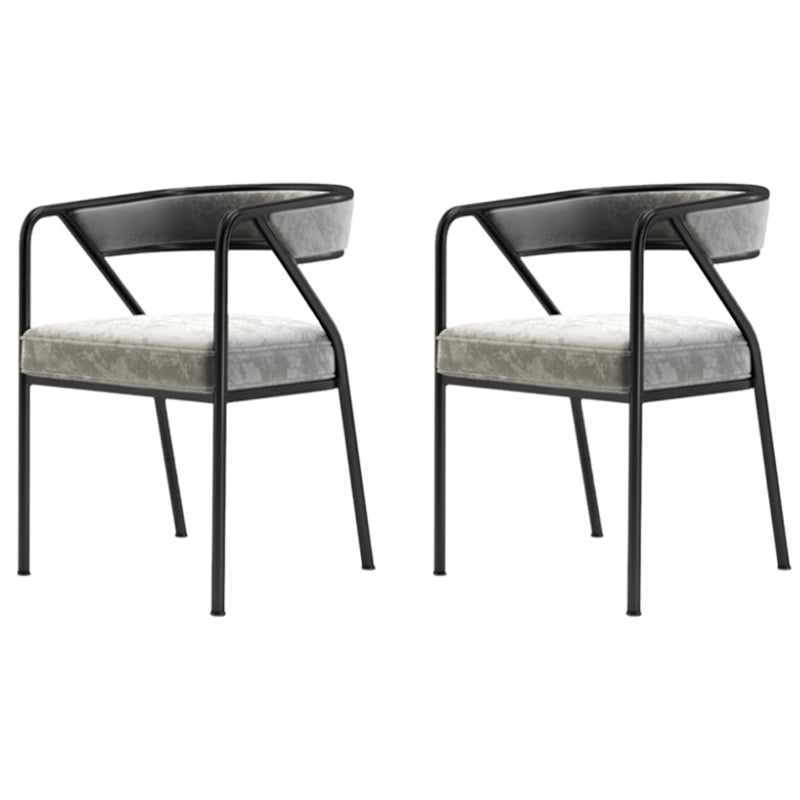 Glam Style Dining Chair Metal Open Back Dining Armchair for Indoor Black-Gray 2 Piece Set Clearhalo 'Dining Chairs' 'Dining Tables & Seating' 'dining_chair' 'furn' 'furn_dining_chair' 'Furniture' 'Kitchen & Dining Furniture' 6034470