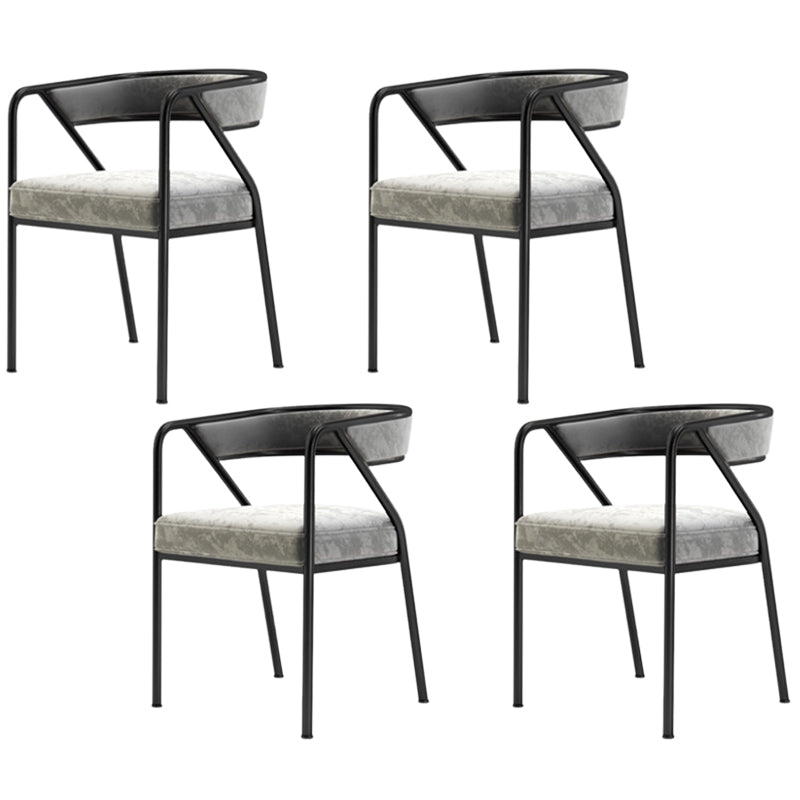 Glam Style Dining Chair Metal Open Back Dining Armchair for Indoor Black-Gray 4 Piece Set Clearhalo 'Dining Chairs' 'Dining Tables & Seating' 'dining_chair' 'furn' 'furn_dining_chair' 'Furniture' 'Kitchen & Dining Furniture' 6034471