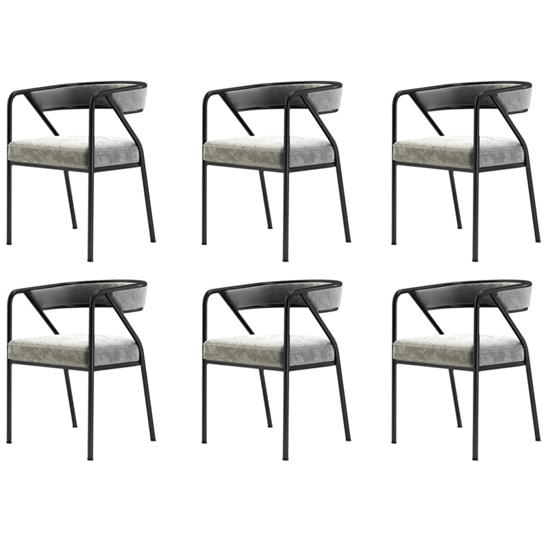 Glam Style Dining Chair Metal Open Back Dining Armchair for Indoor Black-Gray 6 Piece Set Clearhalo 'Dining Chairs' 'Dining Tables & Seating' 'dining_chair' 'furn' 'furn_dining_chair' 'Furniture' 'Kitchen & Dining Furniture' 6034472