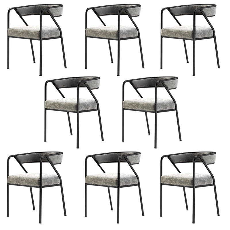 Glam Style Dining Chair Metal Open Back Dining Armchair for Indoor Black-Gray 8 Piece Set Clearhalo 'Dining Chairs' 'Dining Tables & Seating' 'dining_chair' 'furn' 'furn_dining_chair' 'Furniture' 'Kitchen & Dining Furniture' 6034473