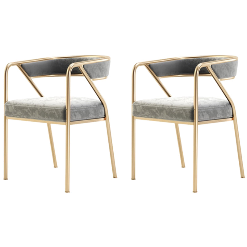 Glam Style Dining Chair Metal Open Back Dining Armchair for Indoor Gray-Gold 2 Piece Set Clearhalo 'Dining Chairs' 'Dining Tables & Seating' 'dining_chair' 'furn' 'furn_dining_chair' 'Furniture' 'Kitchen & Dining Furniture' 6034475
