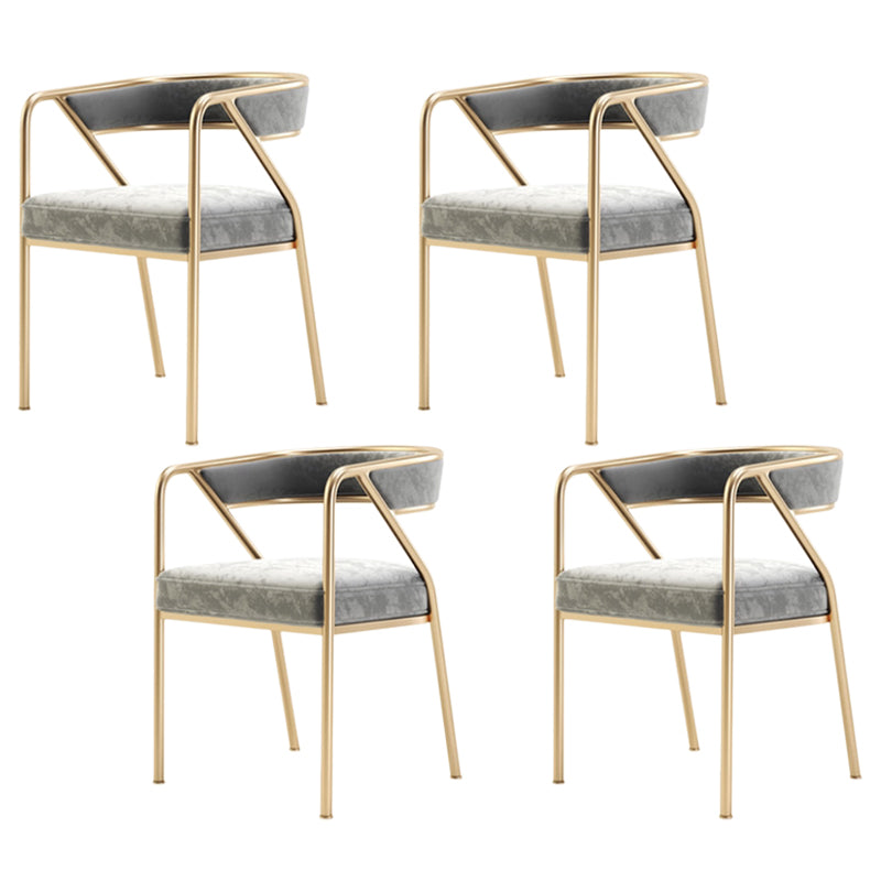 Glam Style Dining Chair Metal Open Back Dining Armchair for Indoor Gray-Gold 4 Piece Set Clearhalo 'Dining Chairs' 'Dining Tables & Seating' 'dining_chair' 'furn' 'furn_dining_chair' 'Furniture' 'Kitchen & Dining Furniture' 6034476