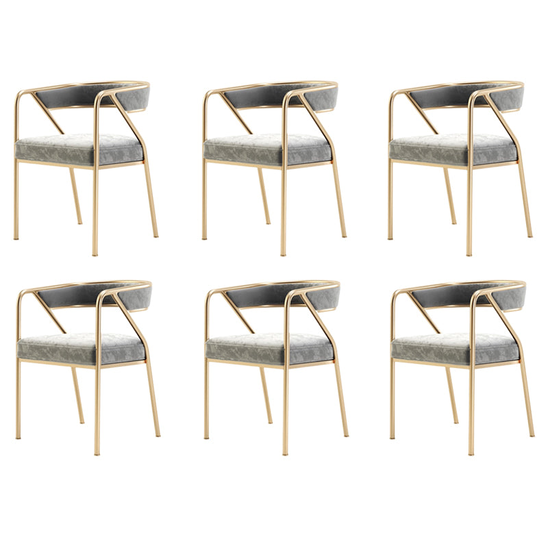 Glam Style Dining Chair Metal Open Back Dining Armchair for Indoor Gray-Gold 6 Piece Set Clearhalo 'Dining Chairs' 'Dining Tables & Seating' 'dining_chair' 'furn' 'furn_dining_chair' 'Furniture' 'Kitchen & Dining Furniture' 6034477