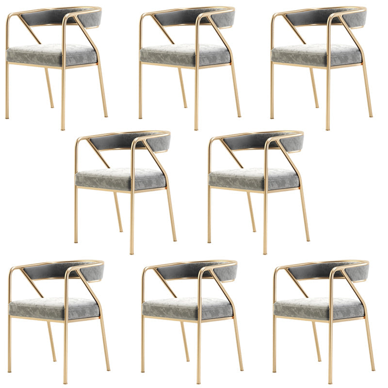 Glam Style Dining Chair Metal Open Back Dining Armchair for Indoor Gray-Gold 8 Piece Set Clearhalo 'Dining Chairs' 'Dining Tables & Seating' 'dining_chair' 'furn' 'furn_dining_chair' 'Furniture' 'Kitchen & Dining Furniture' 6034478