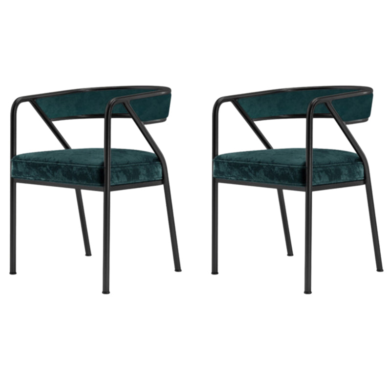 Glam Style Dining Chair Metal Open Back Dining Armchair for Indoor Green-Black 2 Piece Set Clearhalo 'Dining Chairs' 'Dining Tables & Seating' 'dining_chair' 'furn' 'furn_dining_chair' 'Furniture' 'Kitchen & Dining Furniture' 6034480