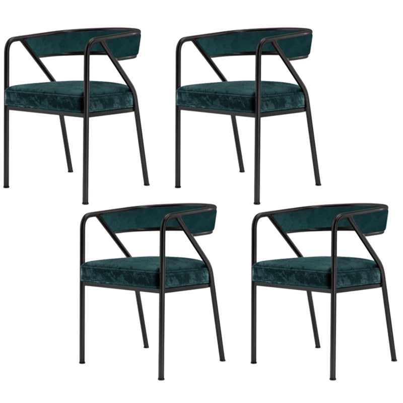Glam Style Dining Chair Metal Open Back Dining Armchair for Indoor Green-Black 4 Piece Set Clearhalo 'Dining Chairs' 'Dining Tables & Seating' 'dining_chair' 'furn' 'furn_dining_chair' 'Furniture' 'Kitchen & Dining Furniture' 6034481